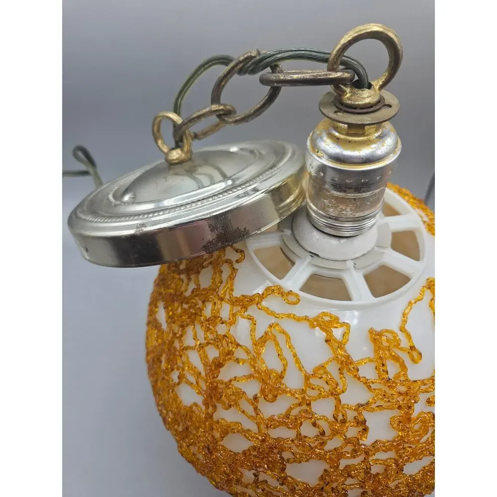 Vintage MCM Spaghetti Lucite Ceiling Light Lamp Amber Lucite *READ